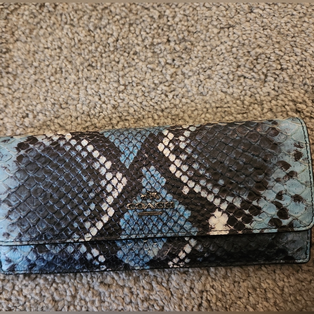COACH Blue Snakeskin clutch